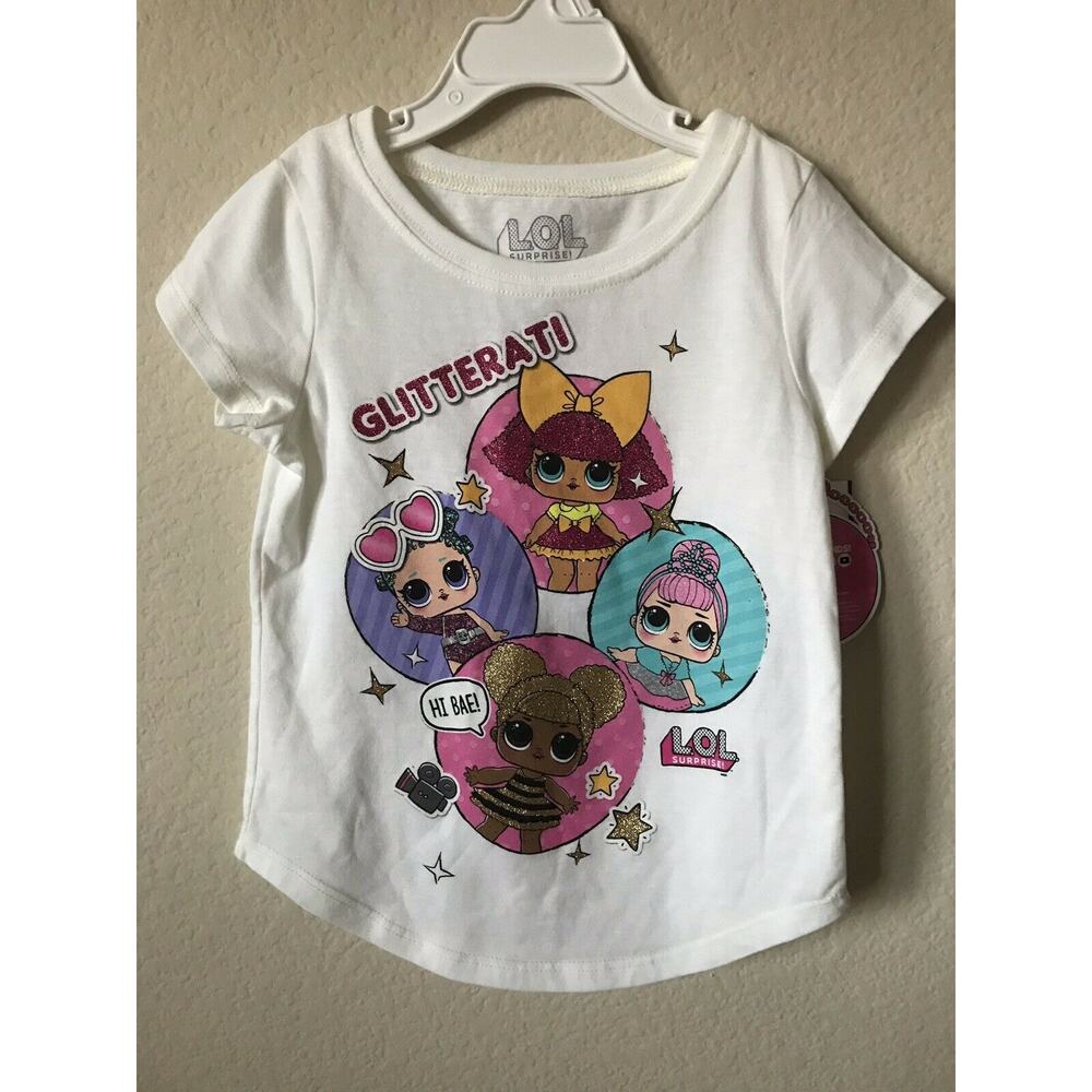 LOL Surprise Ivory Glitter Sparkle Glitterati Short Sleeve T Shirt Size XS 4/5